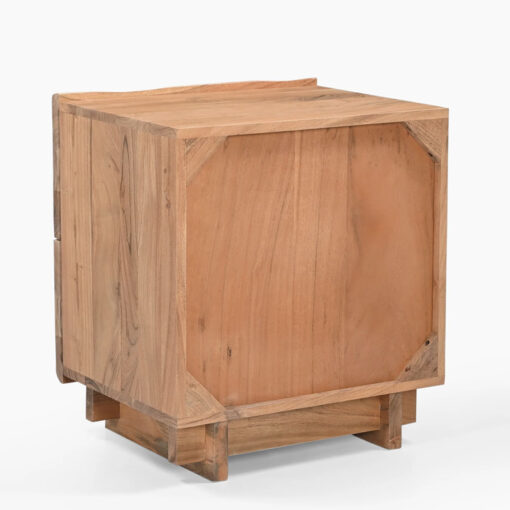 Rustic Solid Light Acacia Wood 2 Drawer Bedside Cabinet Side Table