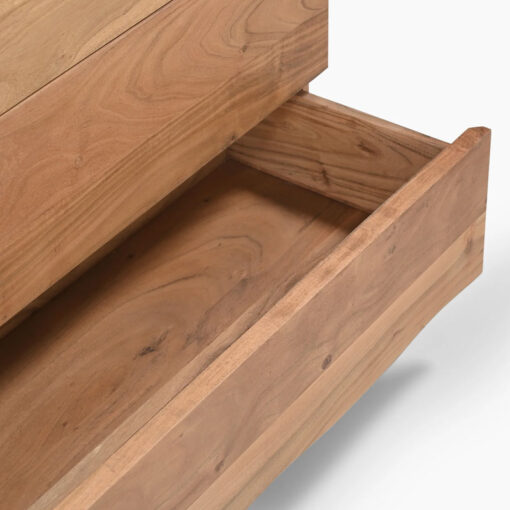 Rustic Solid Light Acacia Wood 3 Drawer Chest Of Drawers