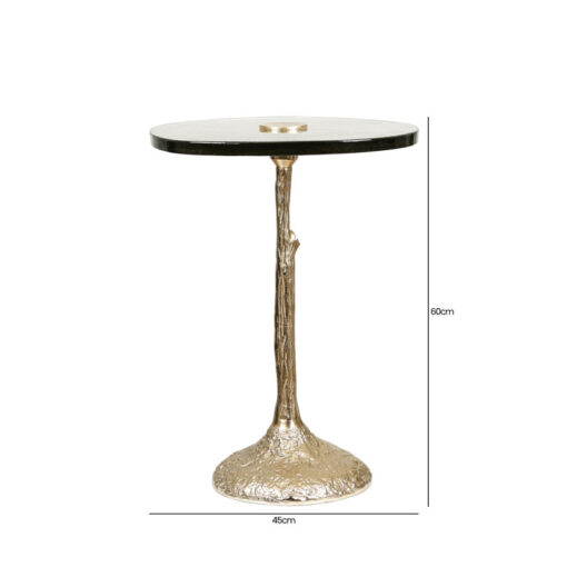 Sculptural Gold Metal And Handmade Textured Glass Side Table