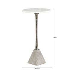 Sculptural Silver Nickel Metal And White Marble Round Side Table End Table 55cm
