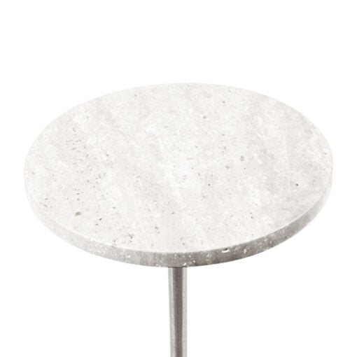 Sculptural Silver Nickel Metal And White Marble Round Side Table End Table 55cm