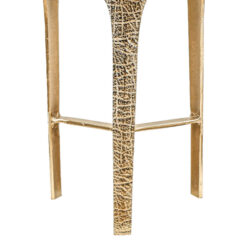 Sculptural Textured Gold Metal And White Marble Set Of 2 Side Tables