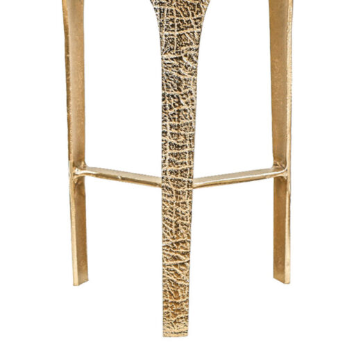 Sculptural Textured Gold Metal And White Marble Set Of 2 Side Tables