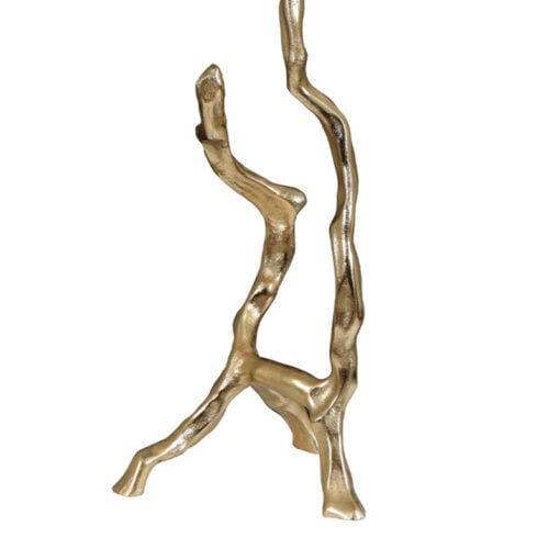 Sculptural Tree Branch Gold Metal And White Marble Side Table End Table