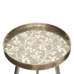 Set Of 2 Champagne Gold Metal Nesting Side Tables With Floral Print Tops