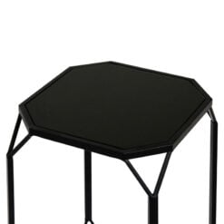 Set Of 2 Industrial Black Metal Nesting Side Tables With Black Mirrored Tops
