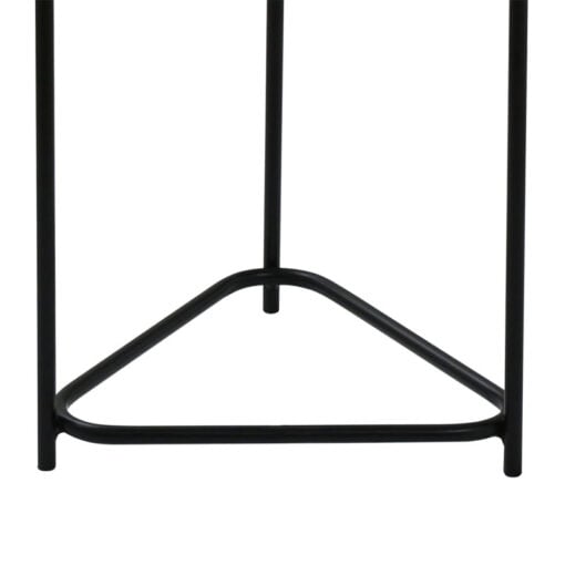 Set Of 2 Industrial Black Metal Nesting Side Tables With Brown Wood Tops