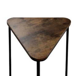 Set Of 2 Industrial Black Metal Nesting Side Tables With Brown Wood Tops