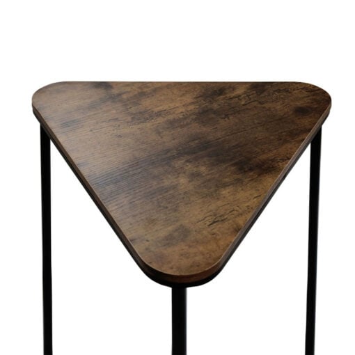 Set Of 2 Industrial Black Metal Nesting Side Tables With Brown Wood Tops