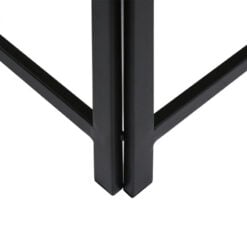 Set Of 2 Industrial Black Metal Nesting Side Tables With White Marble Tops
