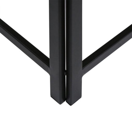 Set Of 2 Industrial Black Metal Nesting Side Tables With White Marble Tops