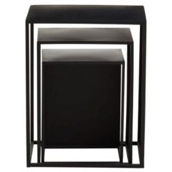 Set Of 3 Black Metal Industrial Nesting Side Tables End Tables