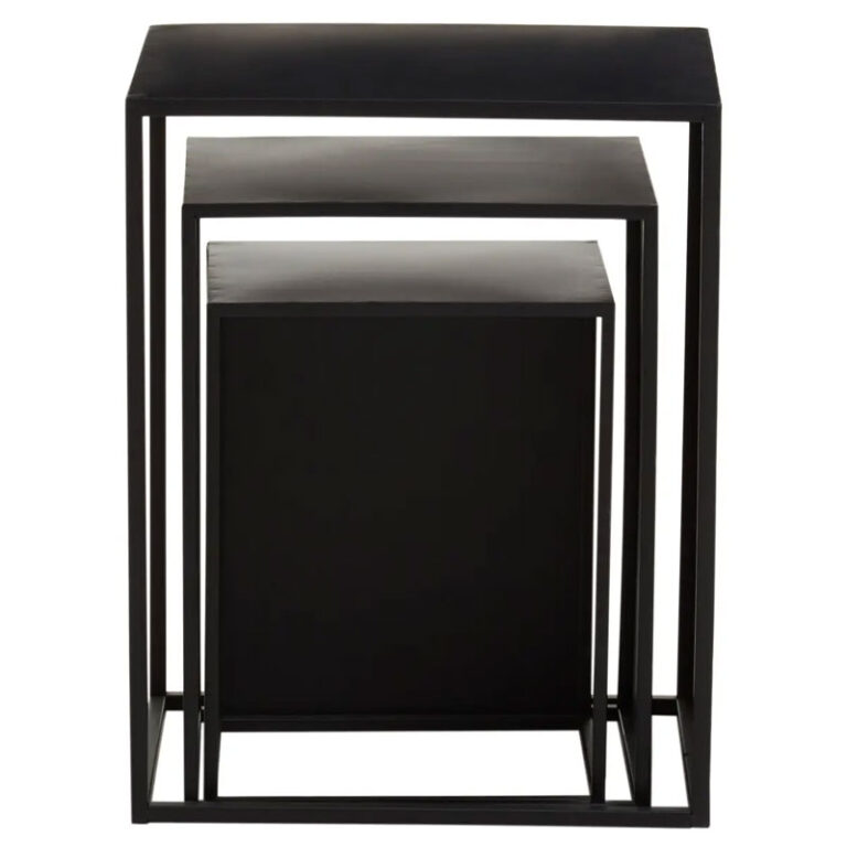 Set Of 3 Black Metal Industrial Nesting Side Tables End Tables ...