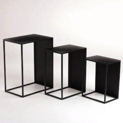 Set Of 3 Black Metal Industrial Nesting Side Tables End Tables