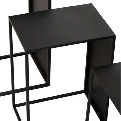 Set Of 3 Black Metal Industrial Nesting Side Tables End Tables