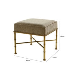 Taupe Linen And Antique Gold Metal Small Ottoman Stool Footstool
