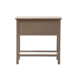 Taupe Solid Pine Wood 2 Drawer 1 Glass Shelf Large Bedside Cabinet