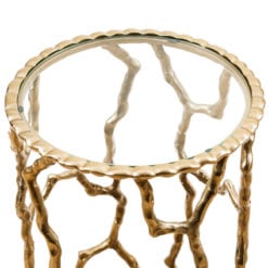 Twig Design Gold Metal And Glass Set Of 2 Nesting Side Tables