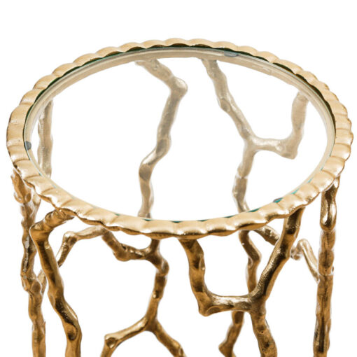 Twig Design Gold Metal And Glass Set Of 2 Nesting Side Tables