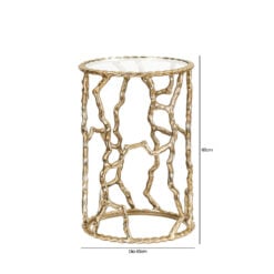 Twig Design Gold Metal And Glass Set Of 2 Nesting Side Tables