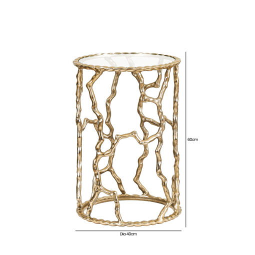 Twig Design Gold Metal And Glass Set Of 2 Nesting Side Tables