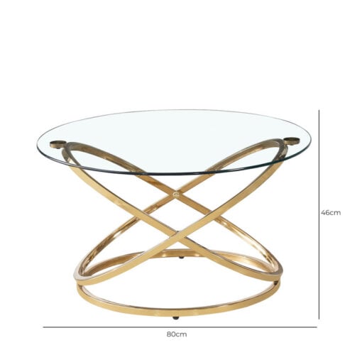Ulric Gold Metal And Glass Round Coffee Table 80cm