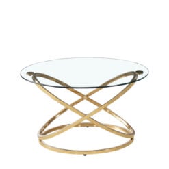 Ulric Gold Metal And Glass Round Coffee Table 80cm