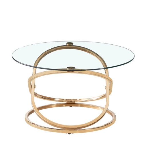 Ulric Gold Metal And Glass Round Coffee Table 80cm
