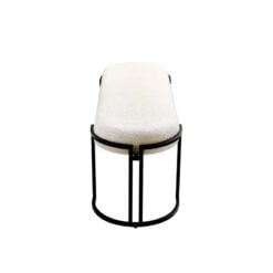 White Boucle Fabric And Black Metal Vanity Bedroom Hallway Bench Ottoman 80cm