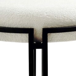White Boucle Fabric And Black Metal Vanity Bedroom Hallway Bench Ottoman 80cm