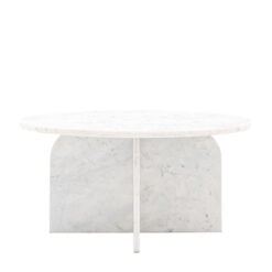 White Solid Marble Arched Base Round Coffee Table 80cm