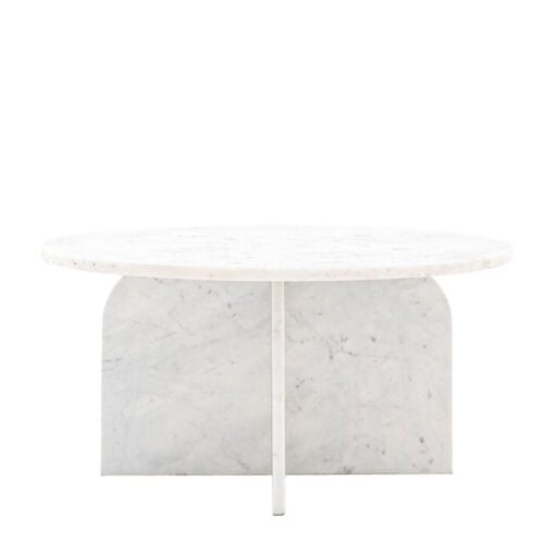 White Solid Marble Arched Base Round Coffee Table 80cm