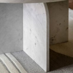 White Solid Marble Arched Base Round Coffee Table 80cm
