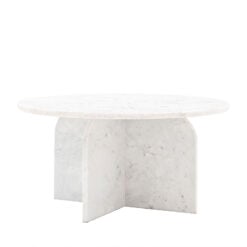 White Solid Marble Arched Base Round Coffee Table 80cm