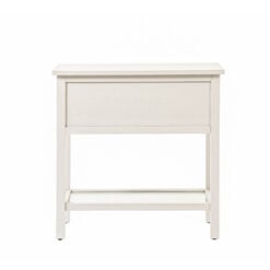 White Solid Pine Wood 2 Drawer 1 Glass Shelf Large Bedside Cabinet