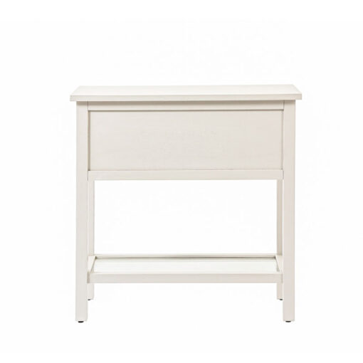 White Solid Pine Wood 2 Drawer 1 Glass Shelf Large Bedside Cabinet