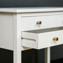 White Solid Pine Wood 2 Drawer 1 Glass Shelf Large Bedside Cabinet