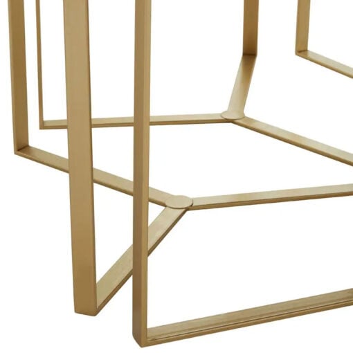 A Set Of 6 Gold Metal And Black Mirror Side Tables Forming A Large Coffee Table