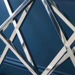Art Deco Silver Chrome Metal And Glass Abstract Prismatic Console Table