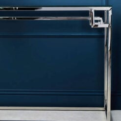 Art Deco Silver Chrome Metal And Glass Console Table