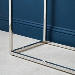 Art Deco Silver Chrome Metal And Glass Console Table