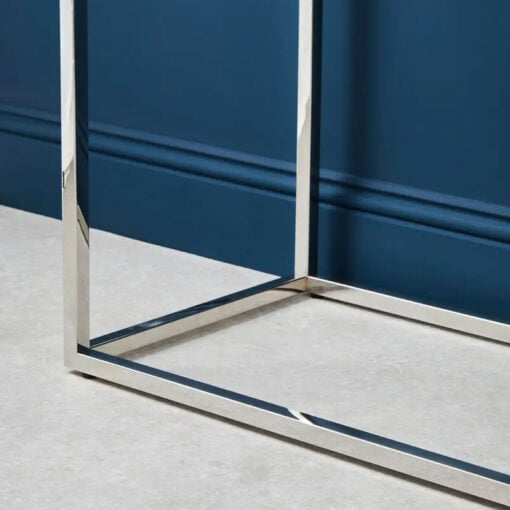 Art Deco Silver Chrome Metal And Glass Console Table