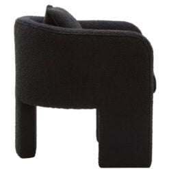 Black Boucle Tub Open Back Armchair Accent Chair With Cushion