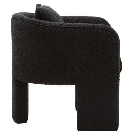 Black Boucle Tub Open Back Armchair Accent Chair With Cushion