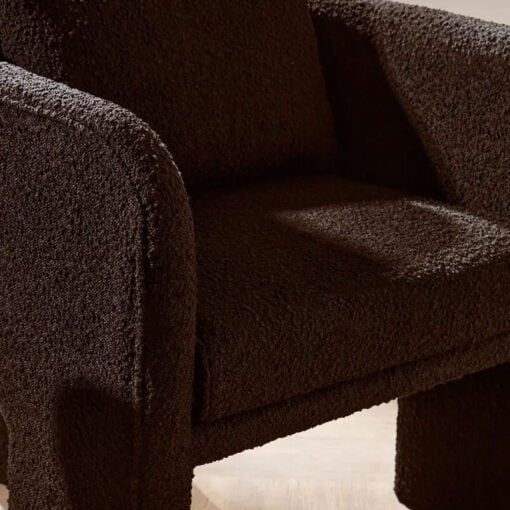 Black Boucle Tub Open Back Armchair Accent Chair With Cushion