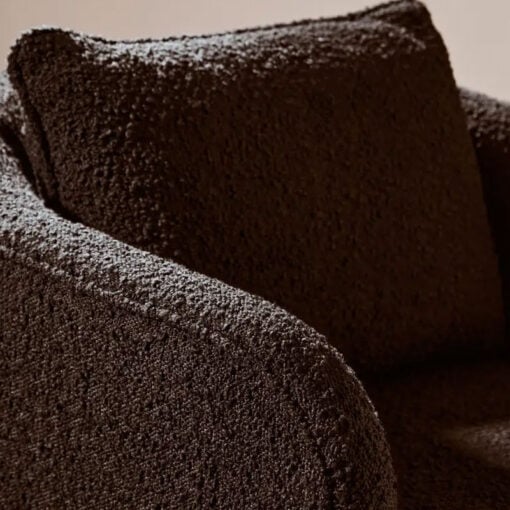Black Boucle Tub Open Back Armchair Accent Chair With Cushion