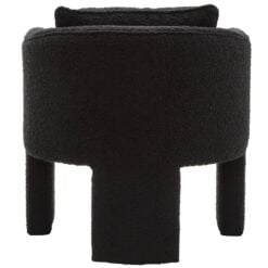 Black Boucle Tub Open Back Armchair Accent Chair With Cushion