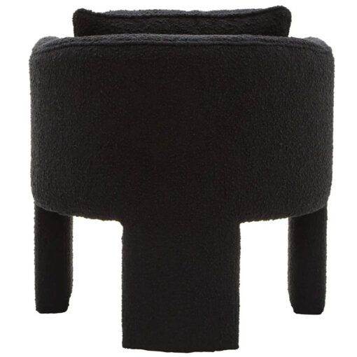 Black Boucle Tub Open Back Armchair Accent Chair With Cushion