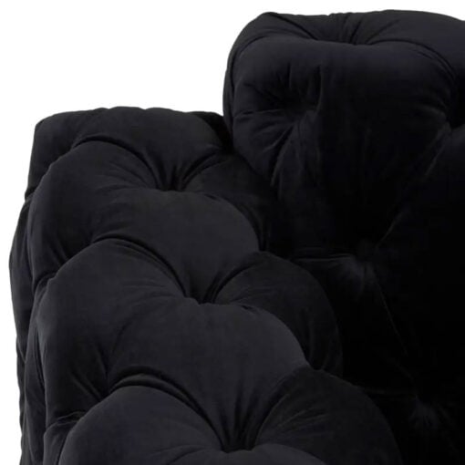 Black Velvet Tufted Buttoned Chesterfield Armchair With Silver Chrome Legs