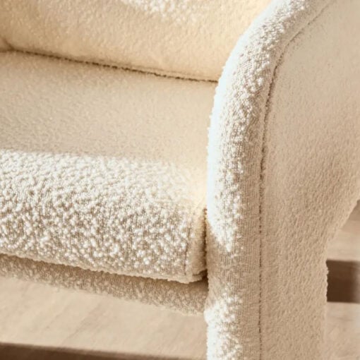 Cream White Boucle Tub Open Back Armchair Accent Chair With Cushion